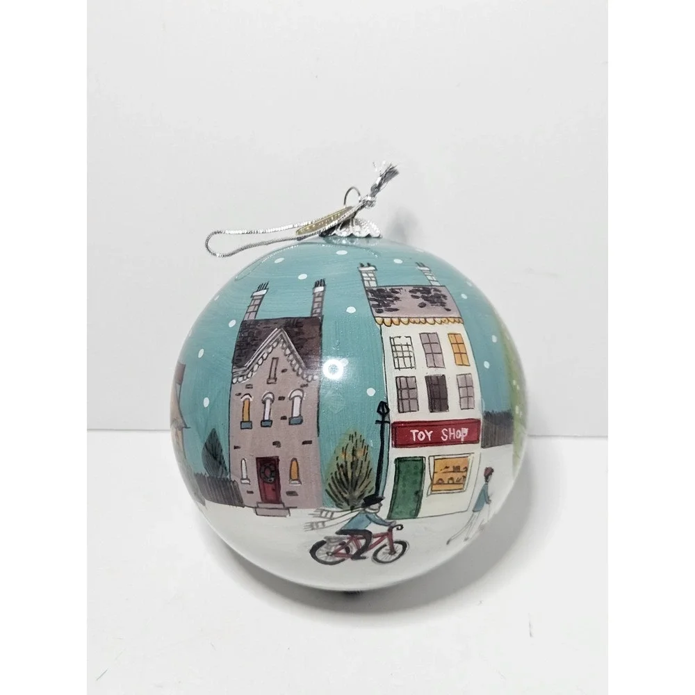 Pier 1 Li Bien Toy Shop Christmas Ornament Hand Painted Glass Ball Village Boxed